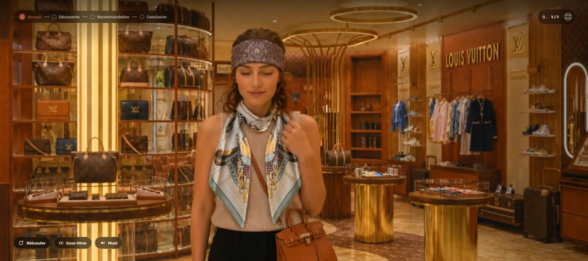 Cliente virtuelle 3D dans une boutique de luxe